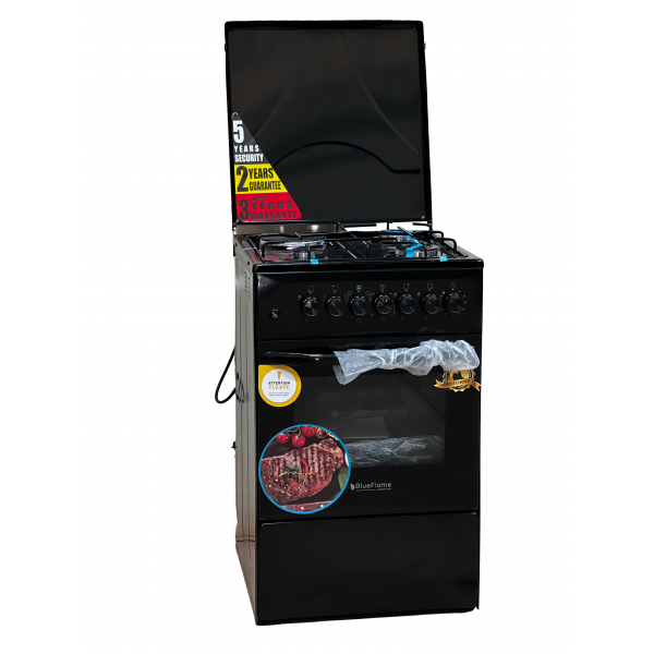 Blueflame Cooker C5031E - B  50x50cm 3gas burners and 1 electric plate with electric oven, black in color