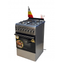 BlueFlame Cooker 50x60cm 3gas burners and 1 electric plate with electric oven,  inox - stainless steel