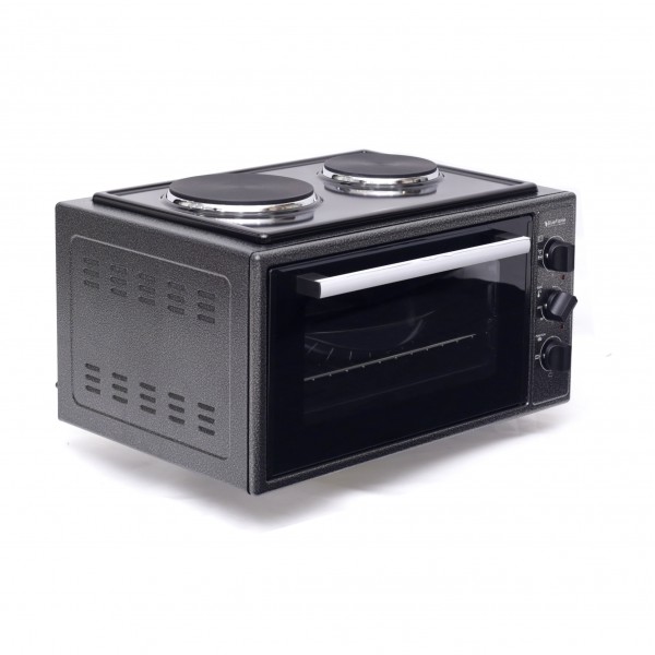 Blueflame 35 Liters Electric Mini Oven With Two Hot Plates / Hobs - Inox