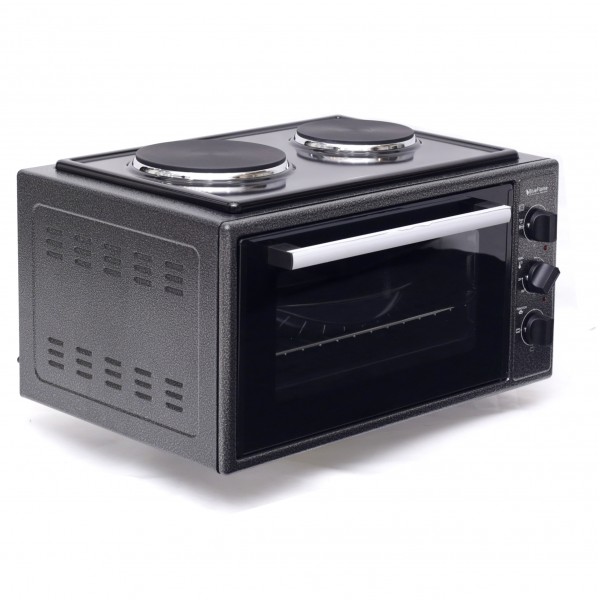 Blueflame 45 Liters Electric Mini Oven With Two Hot Plates / Hobs - Inox